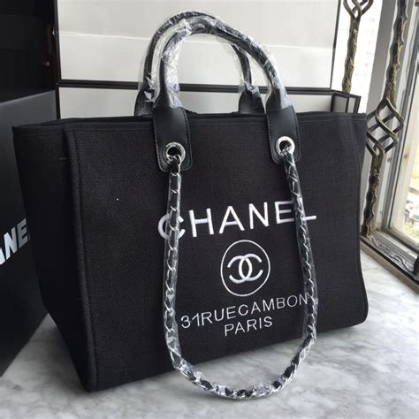 chanel canvas bag black|authentic chanel tote bag.